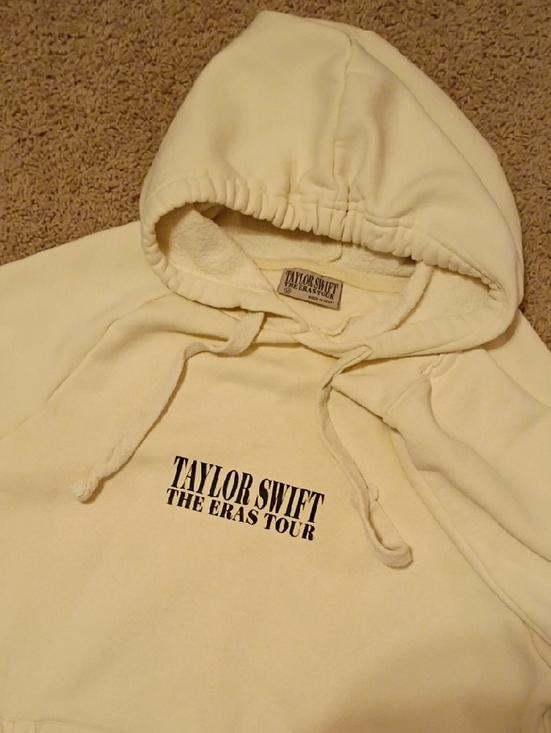 Taylor Swift Tops - Taylor Swift Cream Pullover Hoodie with Black Text